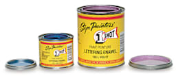 1-Shot Lettering Enamel - front view of 2 cans, shown open