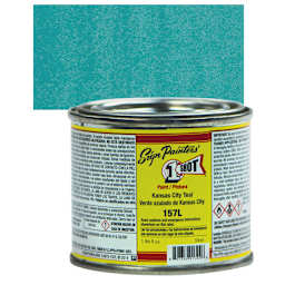 1-Shot Lettering Enamel - Kansas City Teal, 4 oz can and swatch