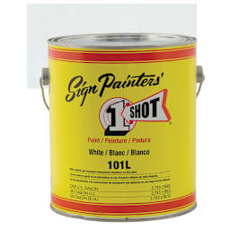 1-Shot Lettering Enamel - White, Gallon can and swatch