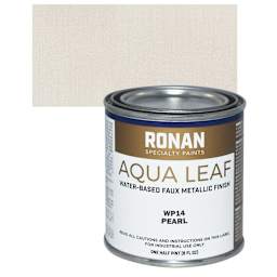 Ronan Aqua Leaf Water-Based Faux Metallic Color - Pearl, 1/2 Pint and swatch