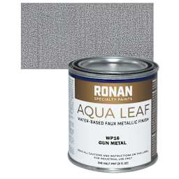 Ronan Aqua Leaf Water-Based Faux Metallic Color - Gun Metal, 1/2 Pint and swatch
