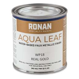 Aqua Leaf Water-Based Faux Metallic Colors - Front of Can of Gold Color
