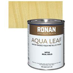 Ronan Aqua Leaf Water-Based Faux Metallic Color - Real Gold Quart and swatch