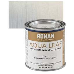 Ronan Aqua Leaf Water-Based Faux Metallic Color - Interference Silver/Gold, Half Pint and swatch