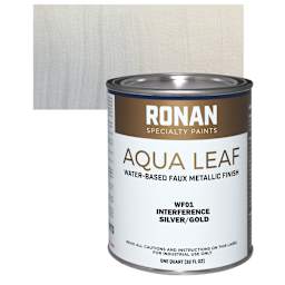 Ronan Aqua Leaf Water-Based Faux Metallic Color - Interference Silver/Gold, Quart and swatch