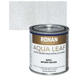 Ronan Aqua Leaf Water-Based Faux Metallic Color - Bright Silver, 1/2 Pint and swatch