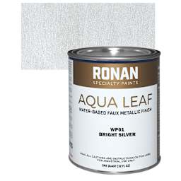 Ronan Aqua Leaf Water-Based Faux Metallic Color - Bright Silver, Quart and swatch