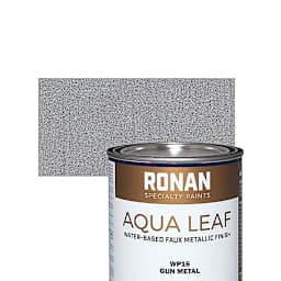 Ronan Aqua Leaf Water-Based Faux Metallic Color - Gun Metal, Quart and swatch