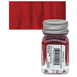 Testors Enamel Paint - Red Metal Flake, 1/4 oz bottle and swatch