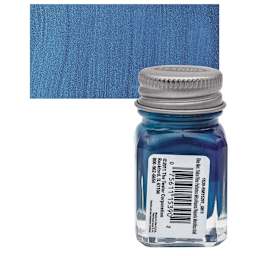 Testors Enamel Paint - Blue Metal Flake, 1/4 oz bottle and swatch