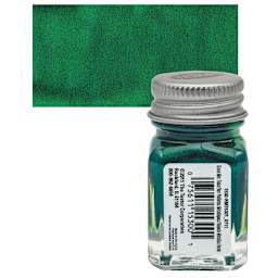 Testors Enamel Paint - Green Metal Flake, 1/4 oz bottle and swatch