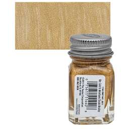 Testors Enamel Paint - Gold, 1/4 oz bottle and swatch