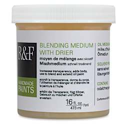 R&F Oil Blending Mediums - Front of 16 oz jar of Blending medium with drier