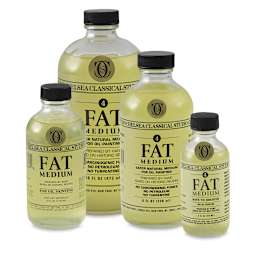 Chelsea Classical Studio Oil Fat Medium - 4 sizes of bottles shown grouped
