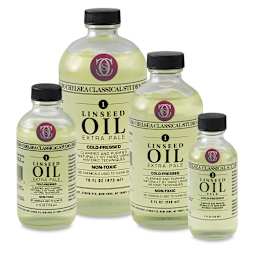 Chelsea Classical Studio Linseed Oil Medium - 4 available size bottles shown together