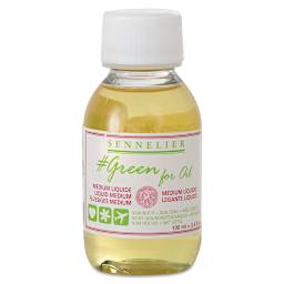 Sennelier Green for Oil Mediums - Front of bottle of 100 ml Liquid Medium