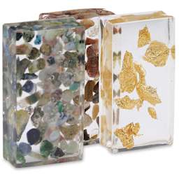 Pebeo Gedeo Bio-Based Resins - 3 Finished resin brick pieces shown upright