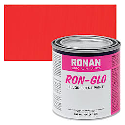 Ronan RON-GLO Fluorescent Paint - Red, 8 oz can and swatch