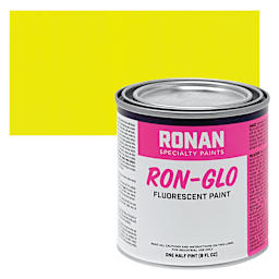 Ronan RON-GLO Fluorescent Paint - Lime Yellow, 8 oz can and swatch
