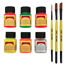 Alpha6 Alphanamel Lettering Enamel - Electroshock, Set of 9, 30 ml, Bottles, out of packaging