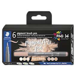 Staedtler Pigment Arts Brush Pens - Beige and Neutrals, Set of 6, front of the packaging
