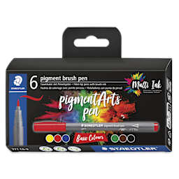 Staedtler Pigment Arts Brush Pens - Basic Colors, Set of 6, front of the packaging