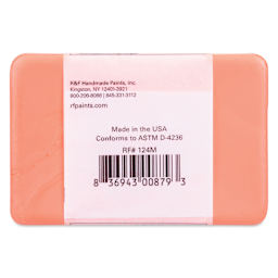 R&F Encaustic Paint Block - Cadmium Coral, 333 ml block back