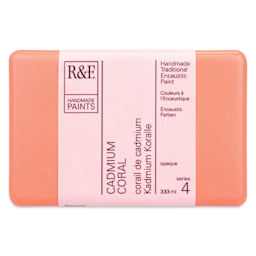 R&F Encaustic Paint Block - Cadmium Coral, 333 ml block