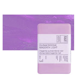 R&F Encaustic Paint Block - Quinacridone Magenta Light, 333 ml block and swatch