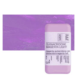 R&F Encaustic Paint Block - Quinacridone Magenta Light, 40 ml block and swatch