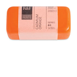 R&F Encaustic Paint Block - Cadmium Orange, 104 ml block