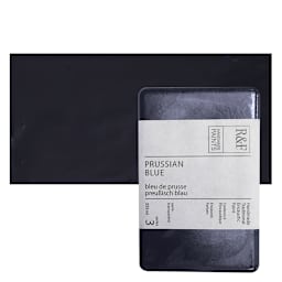 R&F Encaustic Paint Block - Prussian Blue, 333 ml, Block and swatch