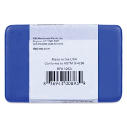 R&F Encaustic Paint Block - Cerulean Blue Chromium, 333 ml block back