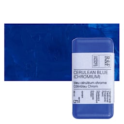 R&F Encaustic Paint Block - Cerulean Blue Chromium, 40 ml block and swatch