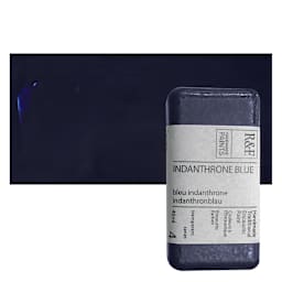 R&F Encaustic Paint Block - Indanthrone Blue, 40 ml, Block and swatch