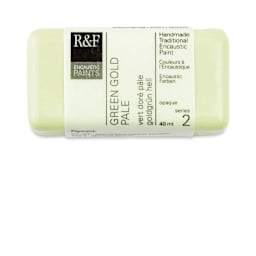 R&F Encaustic Paint Block - Green Gold Pale, 40 ml block