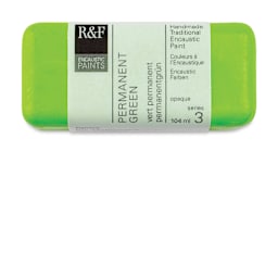 R&F Encaustic Paint Block - Permanent Green, 104 ml block