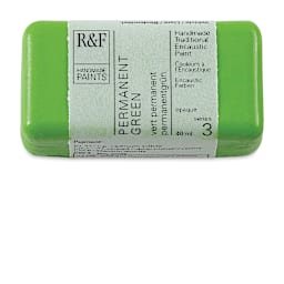 R&F Encaustic Paint Block - Permanent Green, 40 ml block