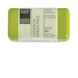 R&F Encaustic Paint Block - Cadmium Green Pale, 40 ml block