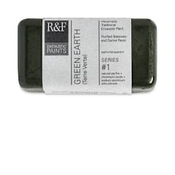 R&F Encaustic Paint Block - Green Earth, 40 ml block