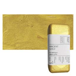 R&F Encaustic Paint Block - Ancient Gold, 104 ml, Block and swatch