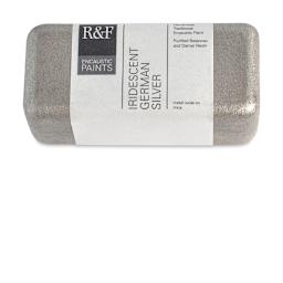 R&F Encaustic Paint Block - Iridescent Geman Silver, 104 ml block