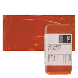 R&F Encaustic Paint Block - Alizarin Orange, 40 ml block and swatch