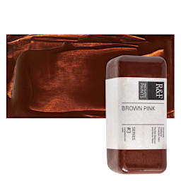 R&F Encaustic Paint Block - Brown Pink, 104 ml block and swatch
