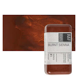 R&F Encaustic Paint Block - Burnt Sienna, 40 ml block and swatch