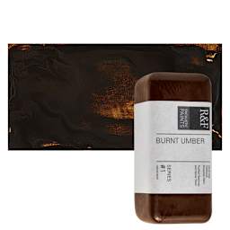 R&F Encaustic Paint Block - Burnt Umber, 104 ml block and swatch