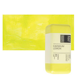 R&F Encaustic Paint Block - Cadmium Lemon, 104 ml block and swatch