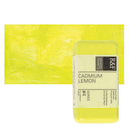 R&F Encaustic Paint Block - Cadmium Lemon, 40 ml block and swatch