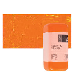 R&F Encaustic Paint Block - Cadmium Orange, 104 ml block and swatch