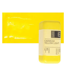 R&F Encaustic Paint Block - Cadmium Yellow Light, 104 ml block and swatch